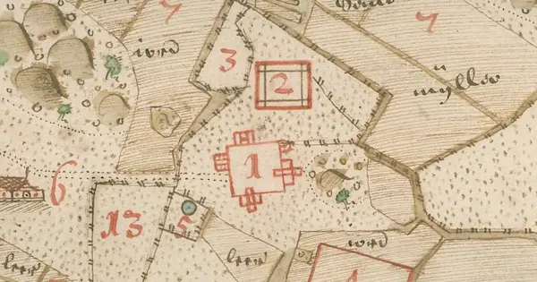 Del av karta Ristomta gård 1652