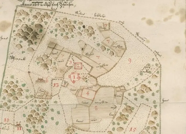 Del av karta Ristomta gård 1652